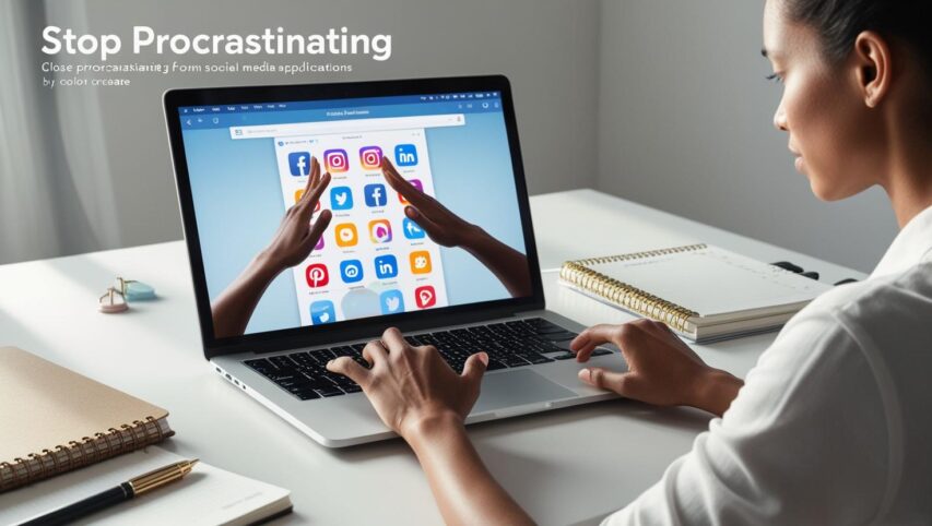 Parar de Procrastinar Agora: Estratégias Eficazes para Conquistar a Produtividade 2 Parar de Procrastinar, mulher desligando aplicativos